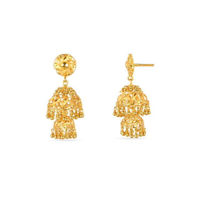 Tanishq 22KT Gold Jhumka for Women 4