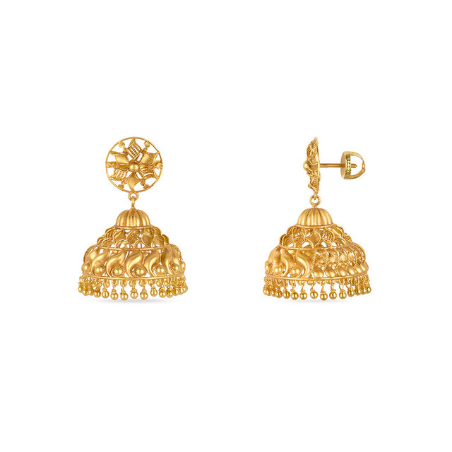 Tanishq 22KT Gold Jhumka for Women 2