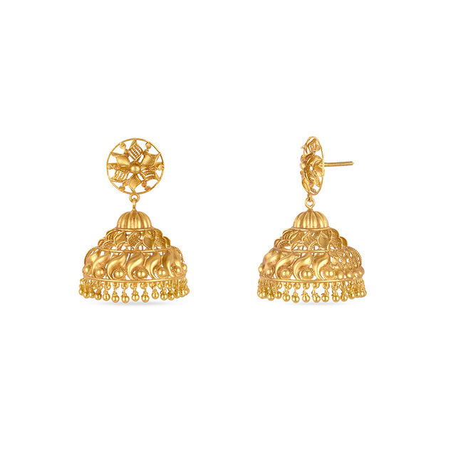 Tanishq 22KT Gold Jhumka for Women 4