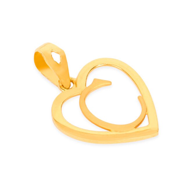 Tanishq 22KT Gold Heart �C' Pendant for Women 5