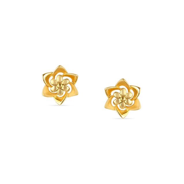 Tanishq 22KT Gold Stud Earrings for Women 