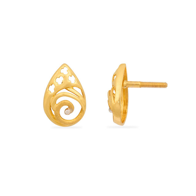 Tanishq 22KT Gold Stud Earring for Women 4