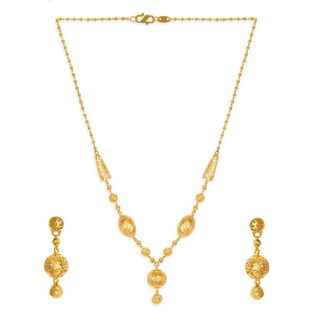 Tanishq 22KT Gold Neckwear + Earring for Women 