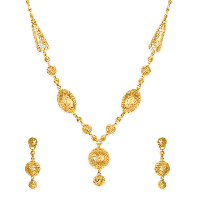 Tanishq 22KT Gold Neckwear + Earring for Women 2