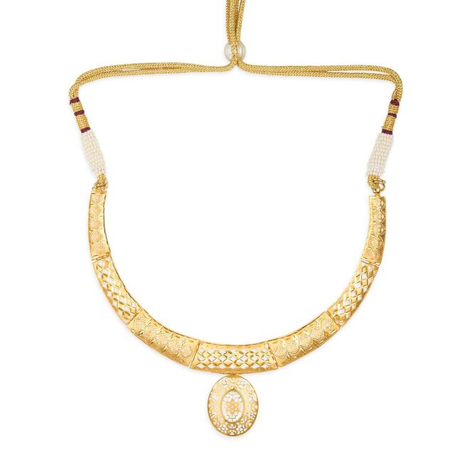 Tanishq 22KT Gold Neckwear + Earring for Women 