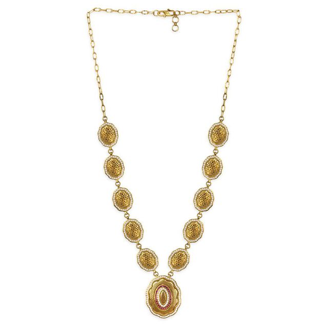 Tanishq 22KT CZ Neckwear with Pendant and Earrings for Women 