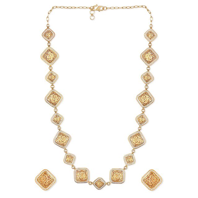 Tanishq 22KT CZ Neckwear and Earring for Women 2