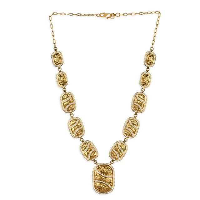 Tanishq 22KT CZ Neckwear with Pendant and Earrings for Women 