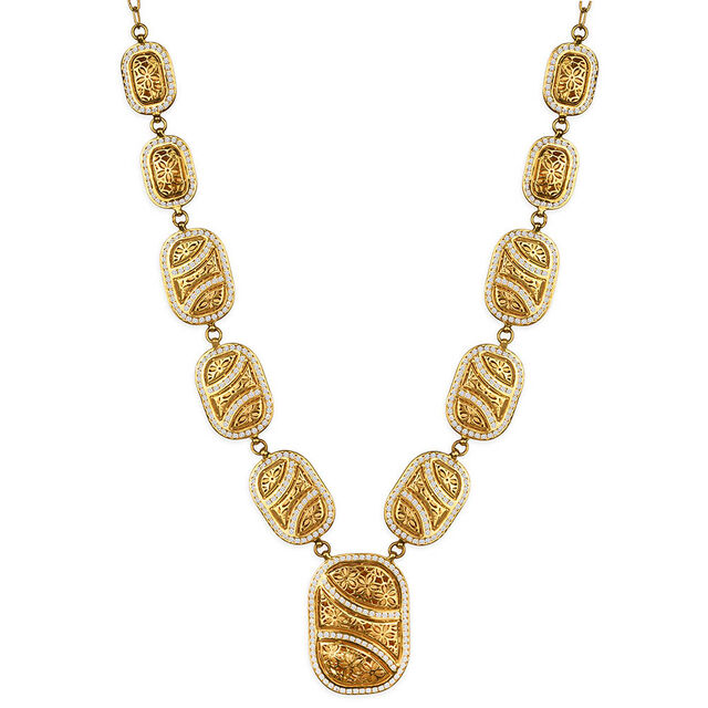Tanishq 22KT CZ Neckwear with Pendant and Earrings for Women 2