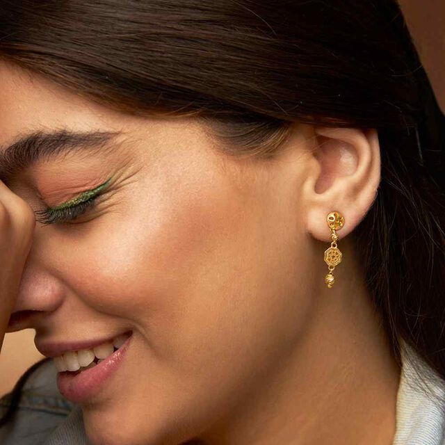 Tanishq 22KT Gold Drop Earring for Women 2