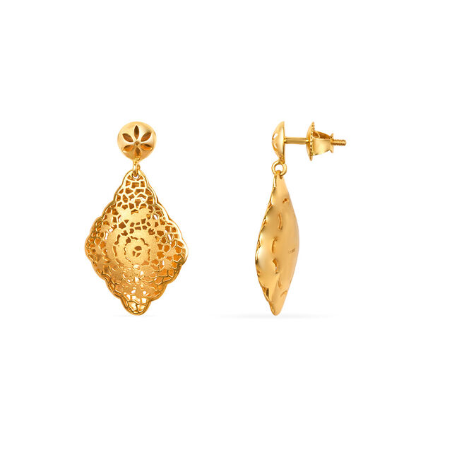 Tanishq 22KT Gold Drop Earring for Women 3