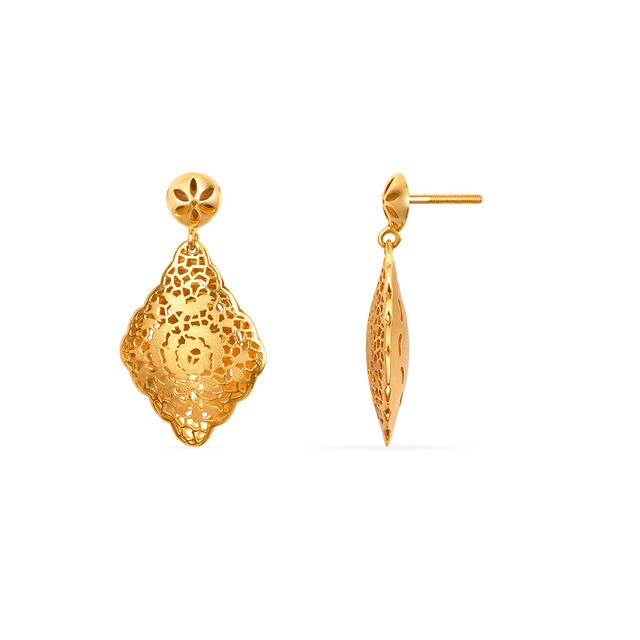 Tanishq 22KT Gold Drop Earring for Women 5