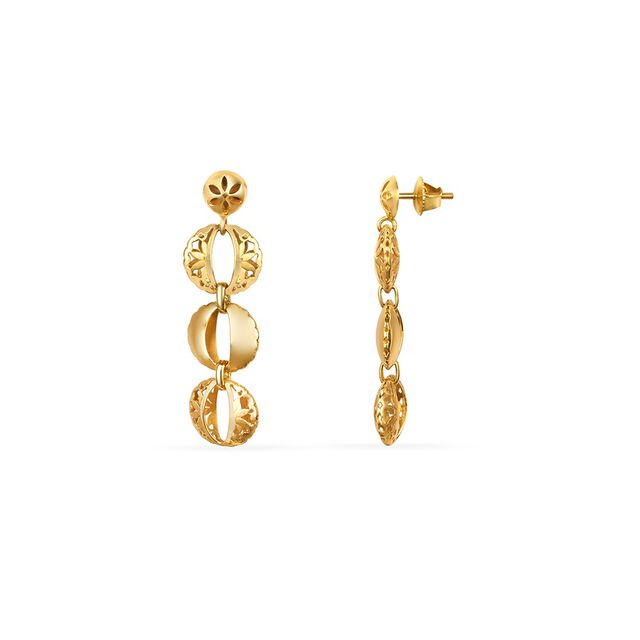 Tanishq 22KT Gold Drop Earring for Women 2