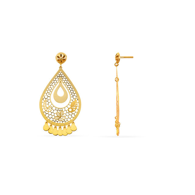 Tanishq 22KT Gold Drop Earring for Women 4
