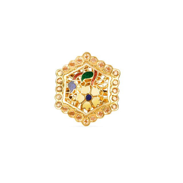 Tanishq 22KT Synthetic Stones Finger Ring for Women 