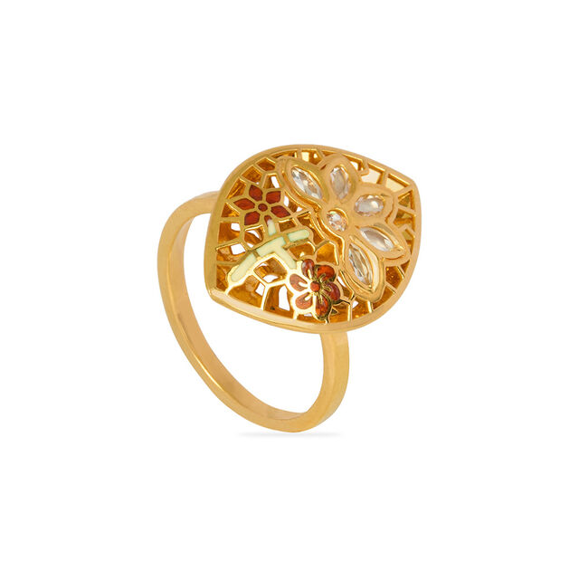 Tanishq 22KT Synthetic Stone Finger Ring for Women 3