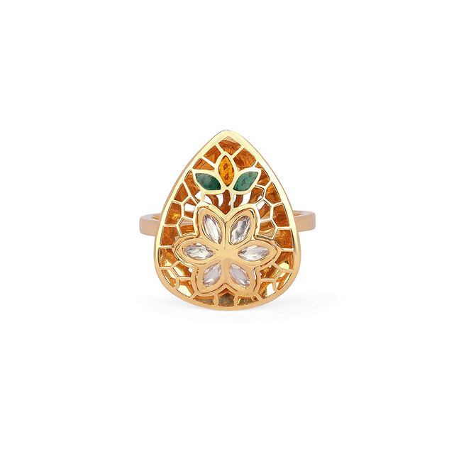 Tanishq 22KT Synthetic Stone Finger Ring for Women 