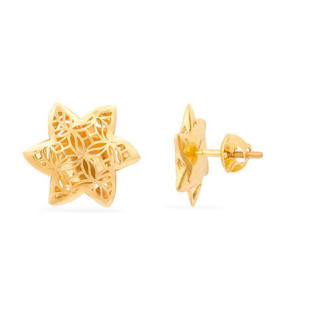 Tanishq 22KT Gold Stud Earring for Women 3