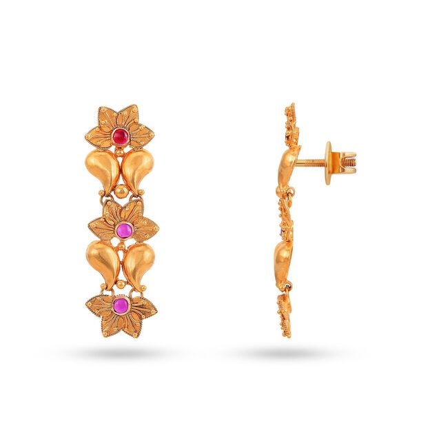 Elegant Pookkalam Gold Drop Earrings and MANGO UNIT 2