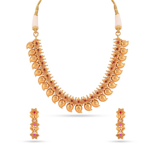 Elegant Pookkalam Gold Drop Earrings and MANGO UNIT 7