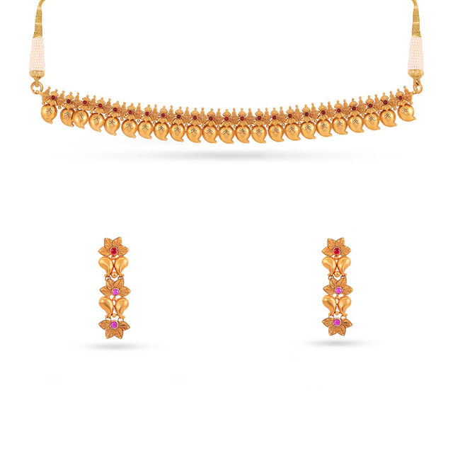 Elegant Pookkalam Gold Drop Earrings and MANGO UNIT 8
