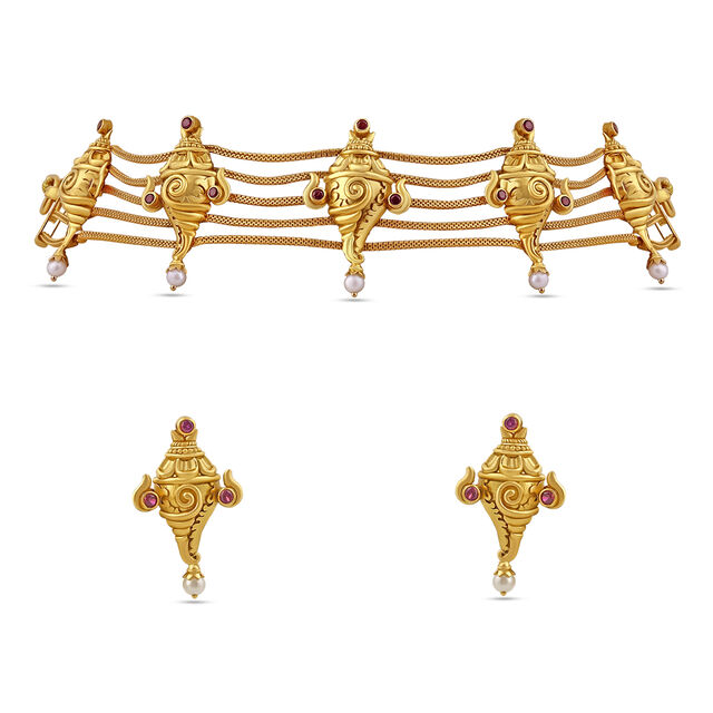 Regal Conch Inspired Gold Choker Set 4