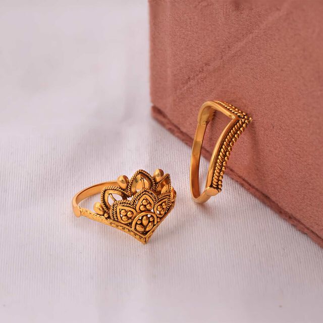 Etched in Gold Mural Duo Rings 4