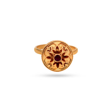 Pookalam Inspired Floral Gold Ring