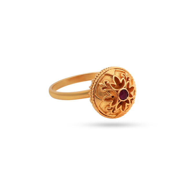 Pookalam Inspired Floral Gold Ring 2