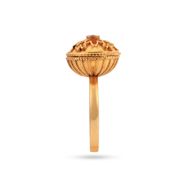 Pookalam Inspired Floral Gold Ring 3