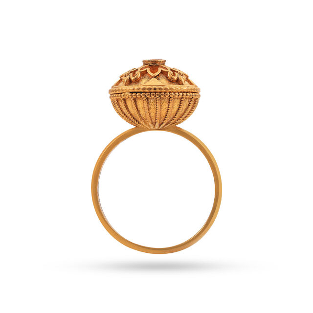 Pookalam Inspired Floral Gold Ring 4