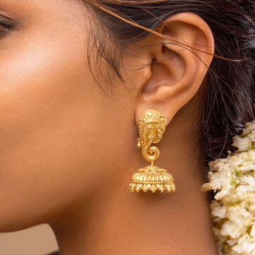 Netipattam Decorated Elephant Gold Jhumkas