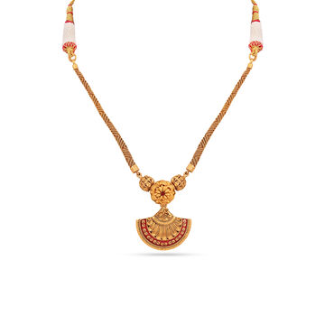 Pookalam Inspired Gold Necklace