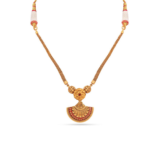 Pookalam Inspired Gold Necklace 