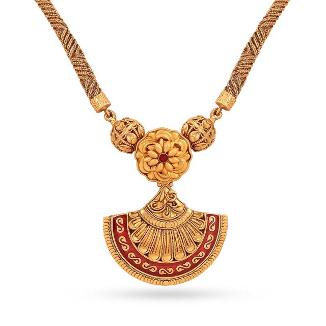 Pookalam Inspired Gold Necklace 2