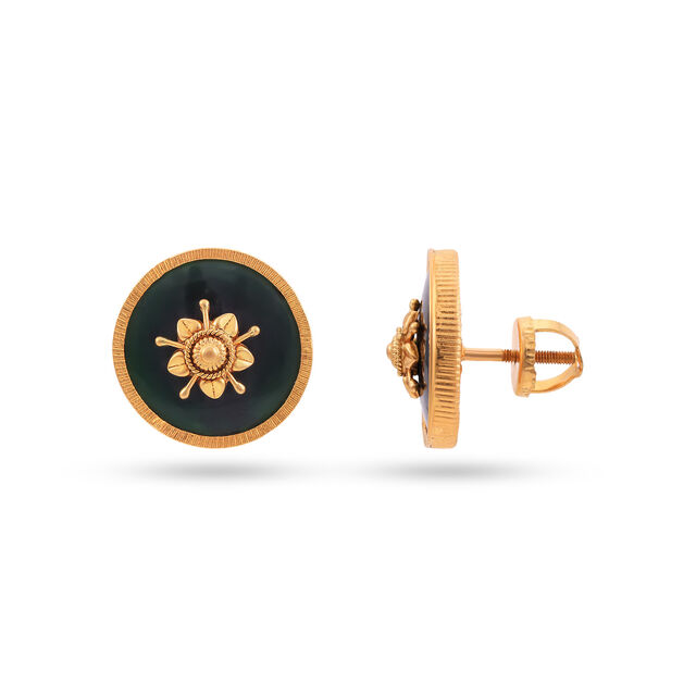 Tanishq Perfect Pookkalam Gold Ear Studs 22K Yellow Gold for Women 4
