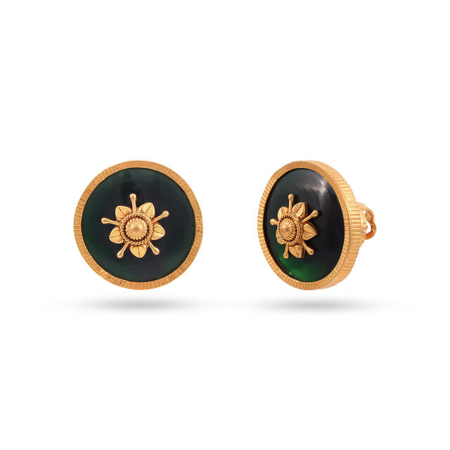 Tanishq Perfect Pookkalam Gold Ear Studs 22K Yellow Gold for Women 5