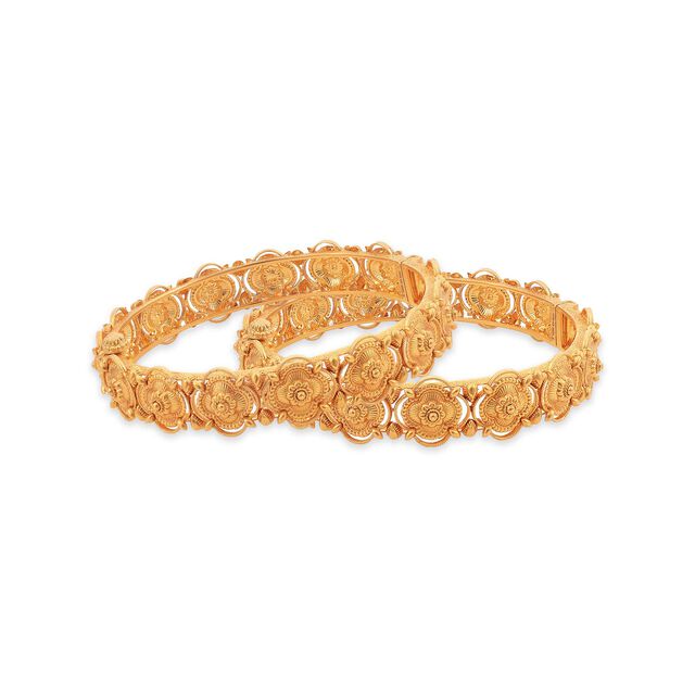 Adorable Pookkalam Inspired Gold Bangle 4