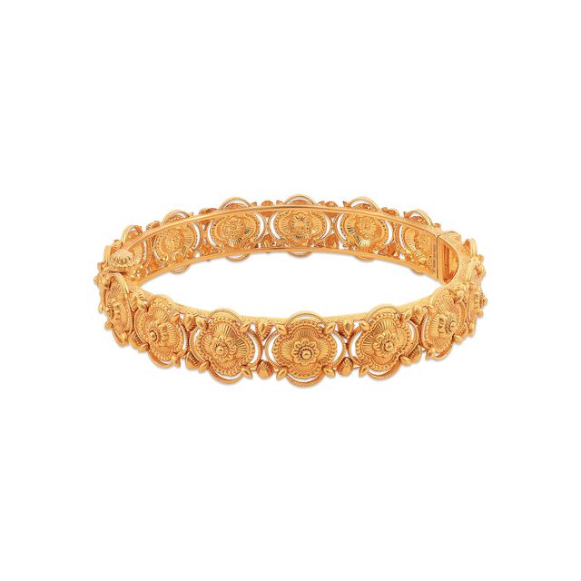 Adorable Pookkalam Inspired Gold Bangle 5