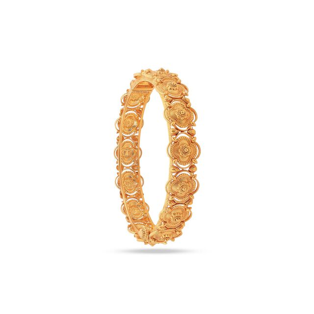 Adorable Pookkalam Inspired Gold Bangle 6