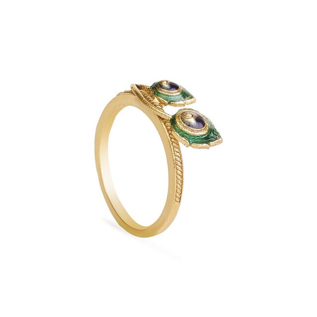 Peacock Feather Meenakari Ring 5