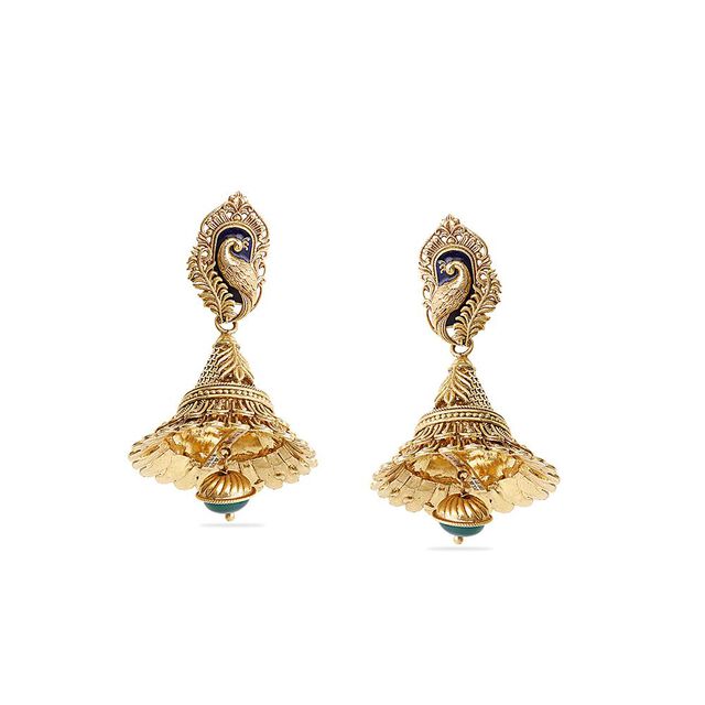 Intricate Gold Peacock Jhumka 2