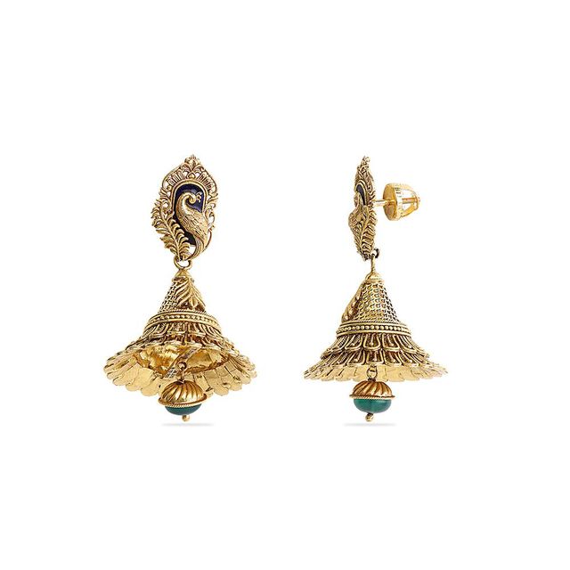 Intricate Gold Peacock Jhumka 4