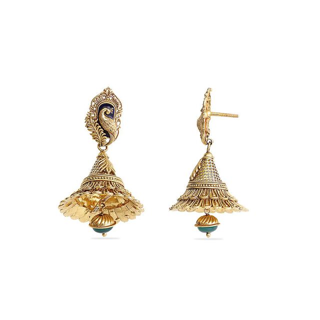 Intricate Gold Peacock Jhumka 5