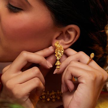 Ornate Peacock Gold Danglers