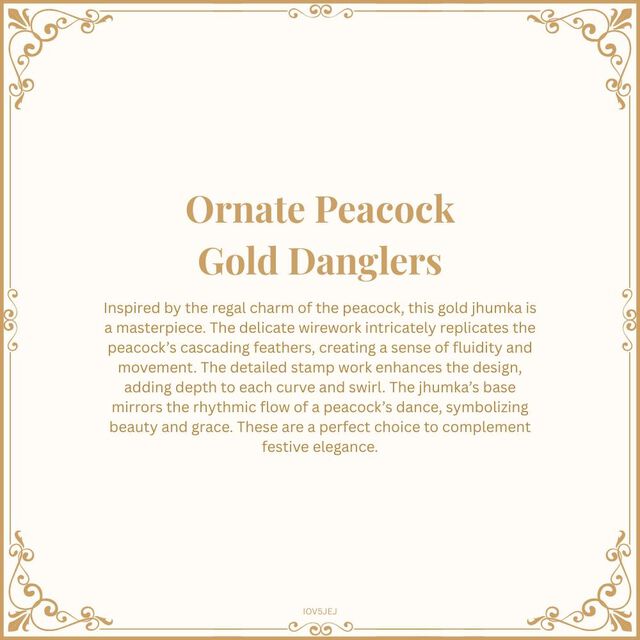Ornate Peacock Gold Danglers 7