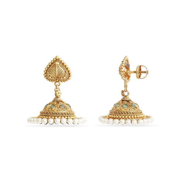 Intricate Peepal Leaf-Inspired Jhumka 4