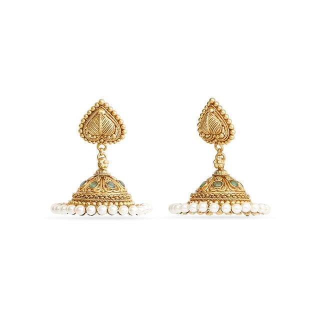 Intricate Peepal Leaf-Inspired Jhumka 6