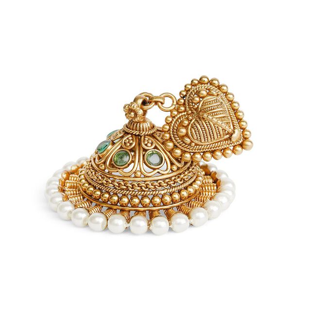 Intricate Peepal Leaf-Inspired Jhumka 7