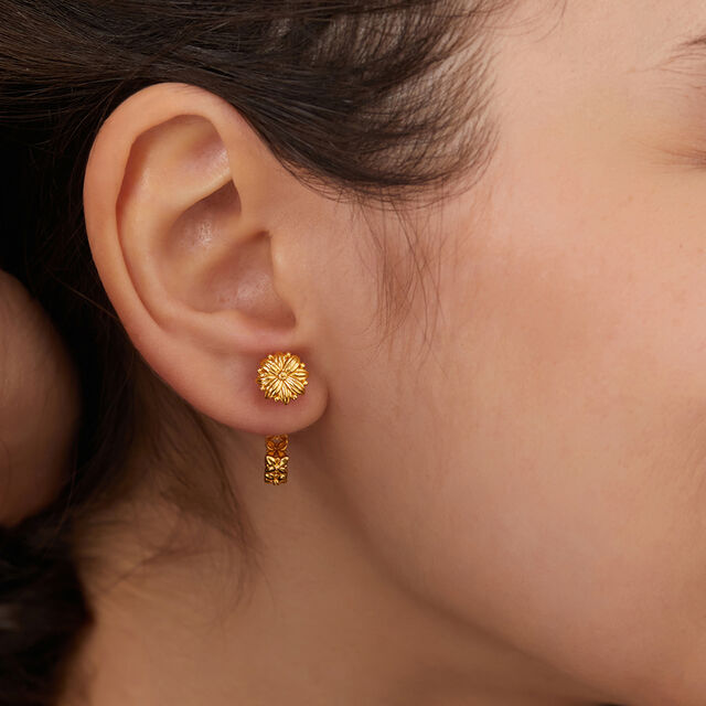 Dual-Sided Floral Hoop Earrings 